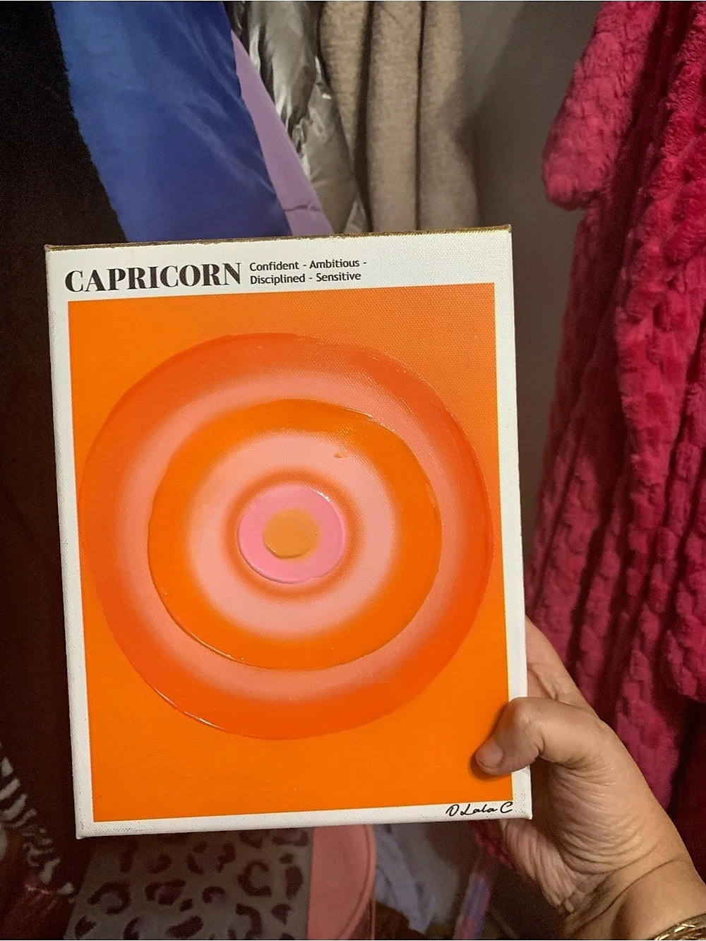 Capricorn Geometric Orange & Pink Wall Art